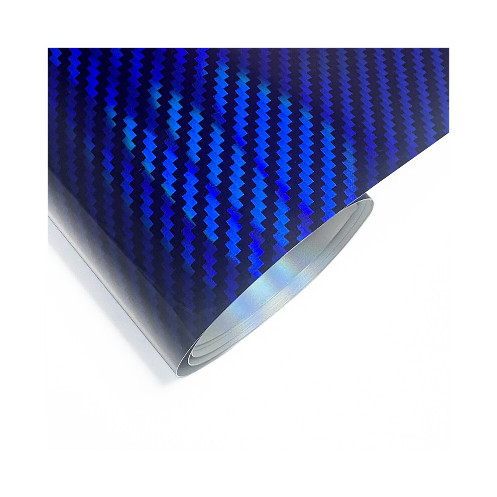 (Laser 50Cm X 200Cm) High Gloss Laser Carbon Fiber Vinyl Film Motorcycle Body Stickers Rainbow Car Film Covers Accessories Wrap Foil Blue 9160443721038