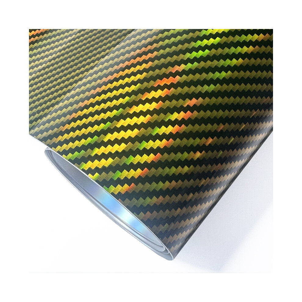 (Laser 50Cm X 300Cm) High Gloss Laser Carbon Fiber Vinyl Film Motorcycle Body Stickers Rainbow Car Film Covers Accessories Wrap Foil Gold/Blue 9160443725258