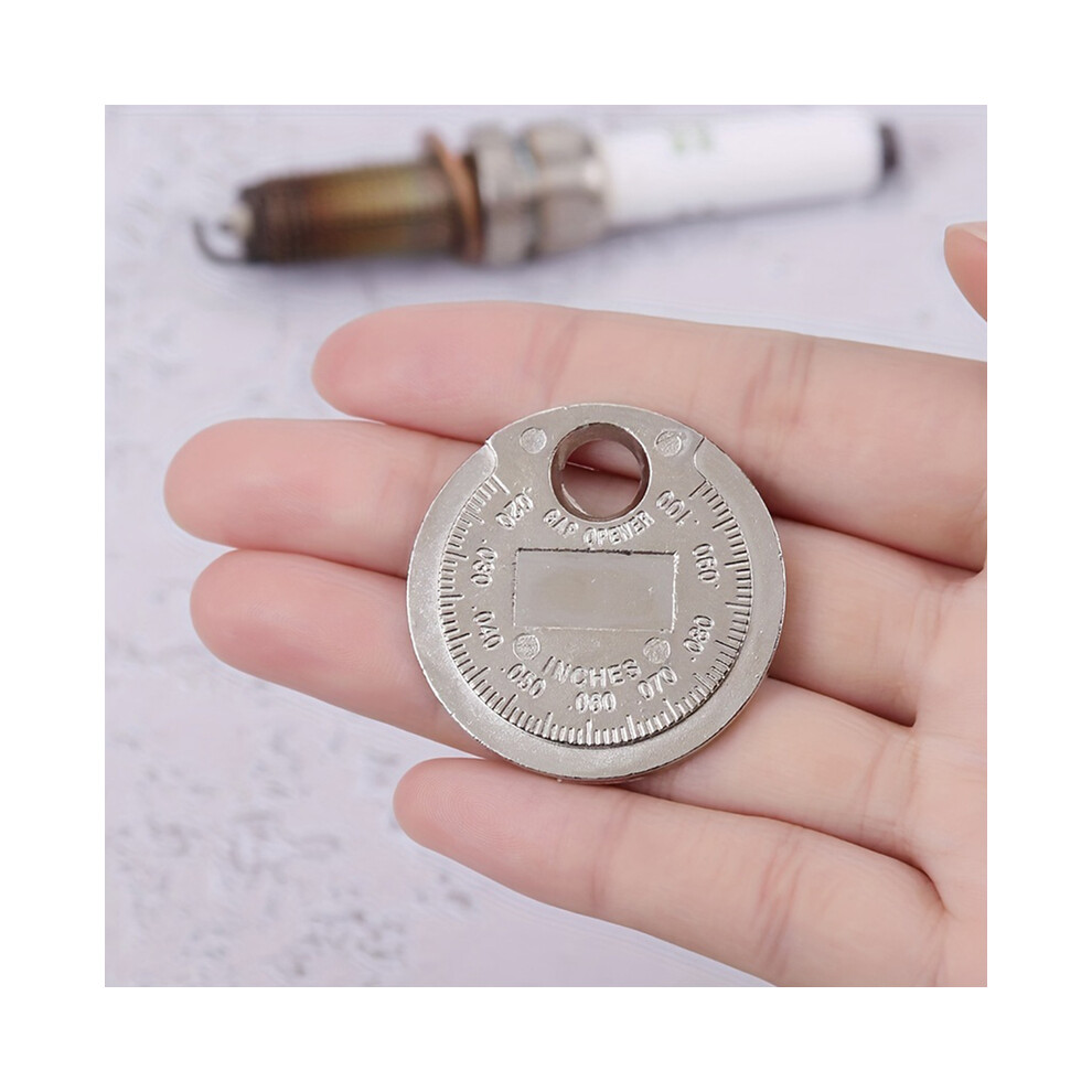 (Silver) Coin- Type 0.6-2.4Mm 0.02-0.10 Inch Spark Plug Gap Gauge Measurement Tool Range Spark Plug Gage Caliber Measuring Tool Silver 9160443676161