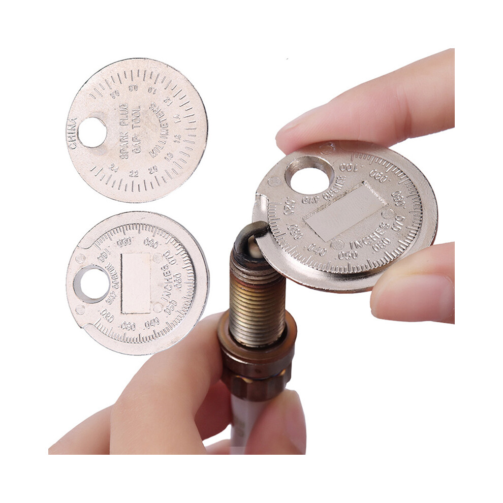 (One) Hot Sale 1Pc Coin- Type 0.6-2.4Mm Spark Plug Gap Gauge Measurement Tool Auto Ignition Range Caliber Measuring Tool 9160443676901