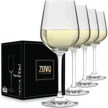 Zuvo White Wine Glasses Set of 4 380ml Clear Crystal Long Stem Glasses Dishwasher Safe for Home Use