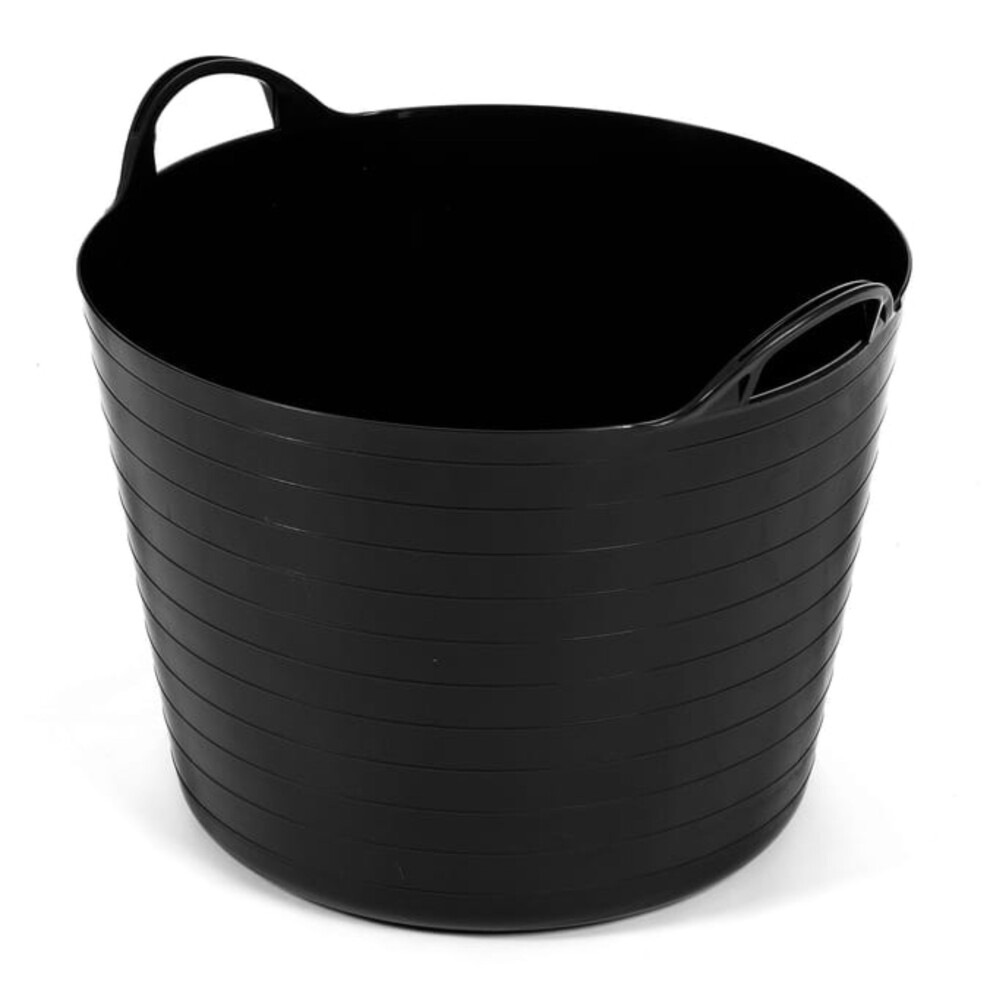 Aamen Black 40L Heavy-Duty Polyethylene Flex Tub Storage Container Bucket With Handle