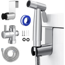 Zuvo Stainless Steel Handheld Bidet Sprayer with 1.5M Hose and T Adapter for Toilet Hygiene