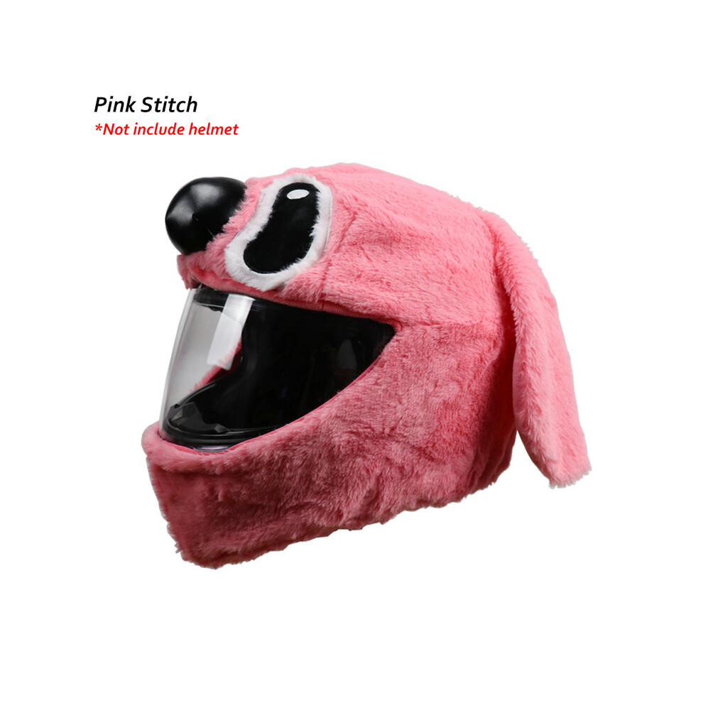 ( Stitch) Motorcycle Helmet Cover Cartoon Plush Helmets Hat With Crazy Large Flexible Ears Funny Helmet Protective Case For Riding Pink 8130375897676