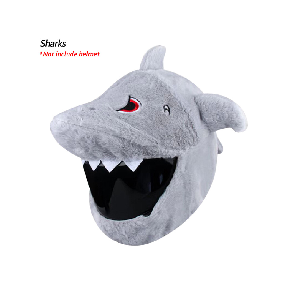 (Shark) Motorcycle Helmet Cover Cartoon Plush Helmets Hat With Crazy Large Flexible Ears Funny Helmet Protective Case For Riding 8130375897737