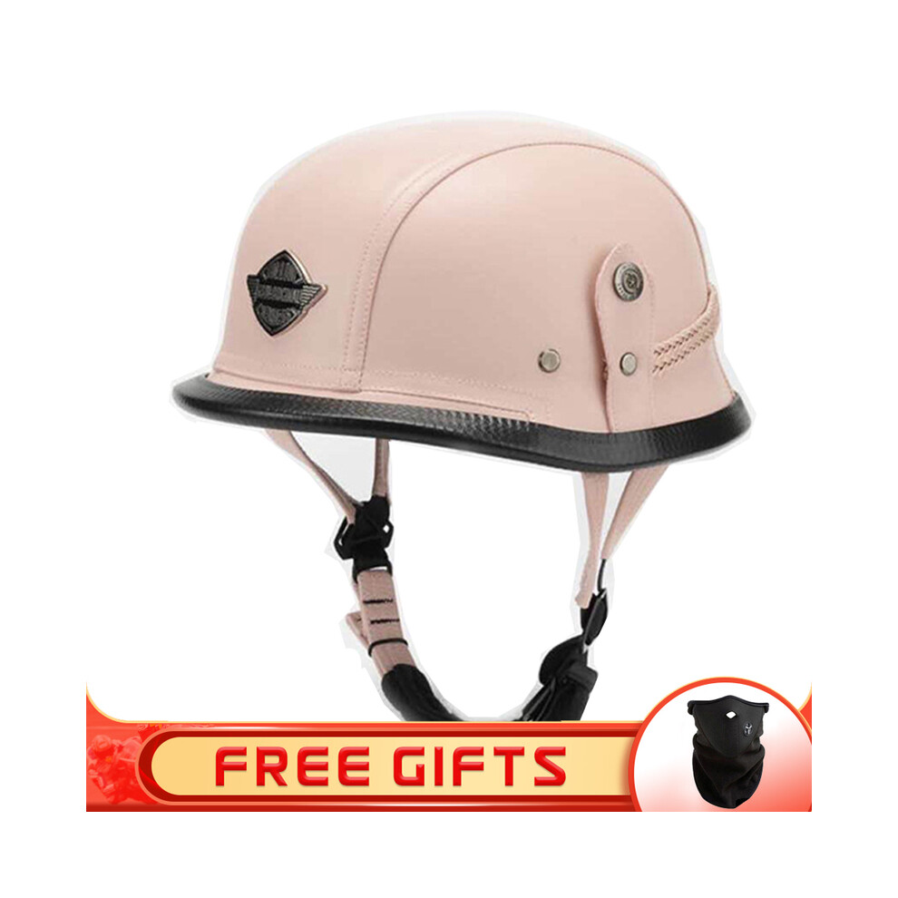 (L, 11) Jyt German Pu Leather Motorcycle Helmet Four Seasons Retro Half Face Helmets Classic Electric Scooter Riding Open Jet 8130375909218