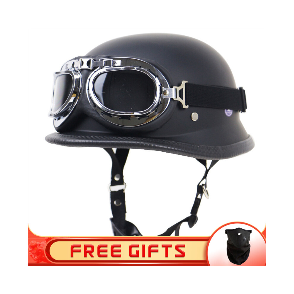 (M, 3) Jyt German Pu Leather Motorcycle Helmet Four Seasons Retro Half Face Helmets Classic Electric Scooter Riding Open Jet 8130375909027