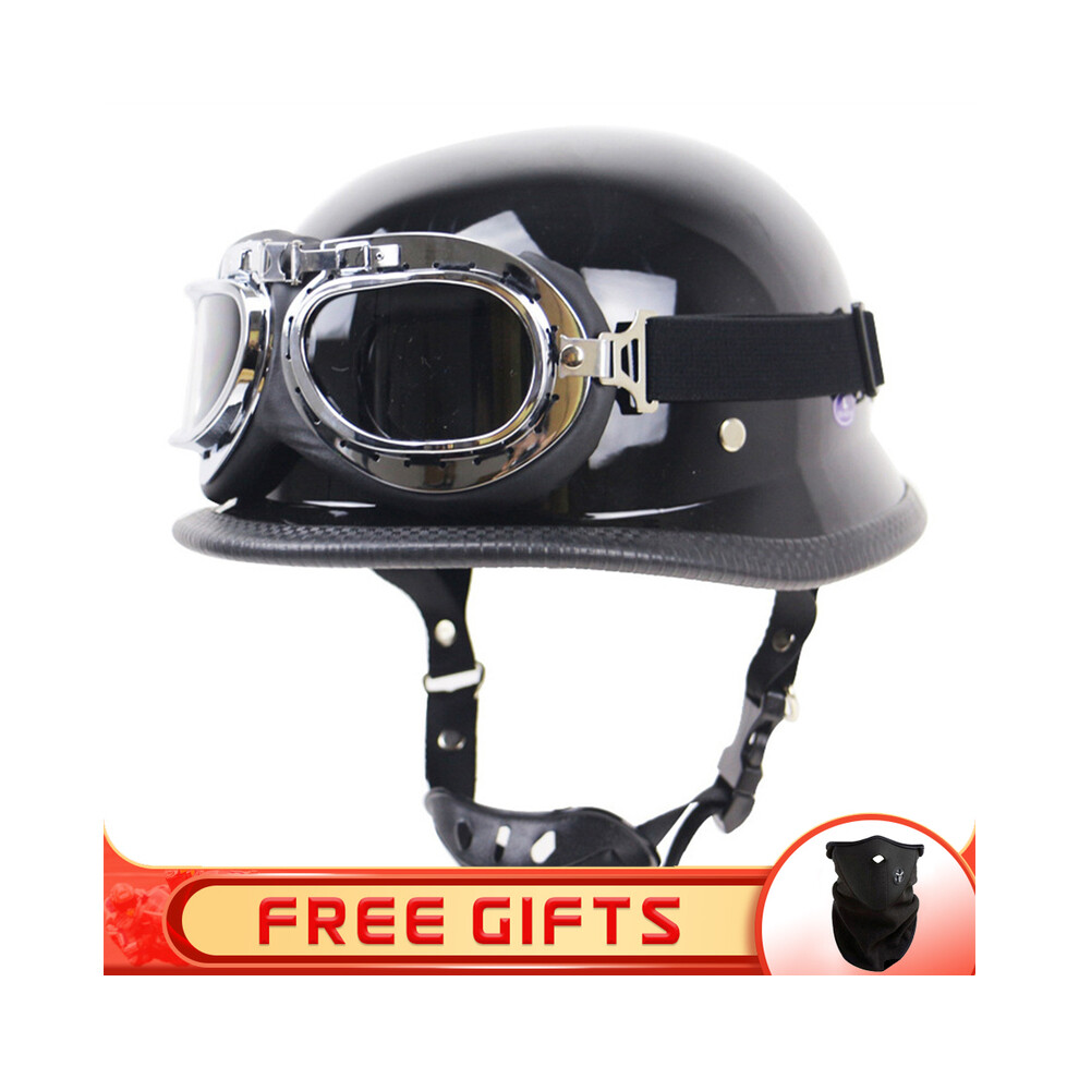 (M, 4) Jyt German Pu Leather Motorcycle Helmet Four Seasons Retro Half Face Helmets Classic Electric Scooter Riding Open Jet 8130375909003
