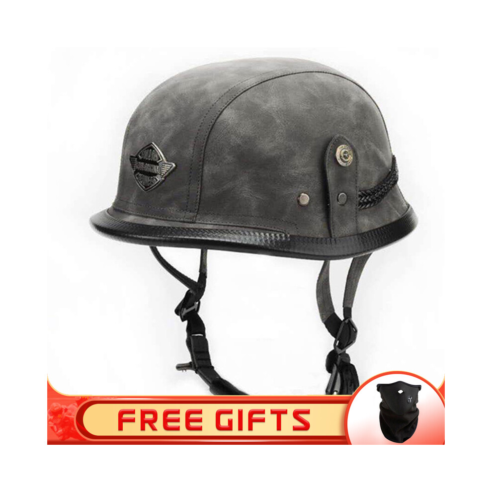 (Xl, 10) Jyt German Pu Leather Motorcycle Helmet Four Seasons Retro Half Face Helmets Classic Electric Scooter Riding Open Jet 8130375909126