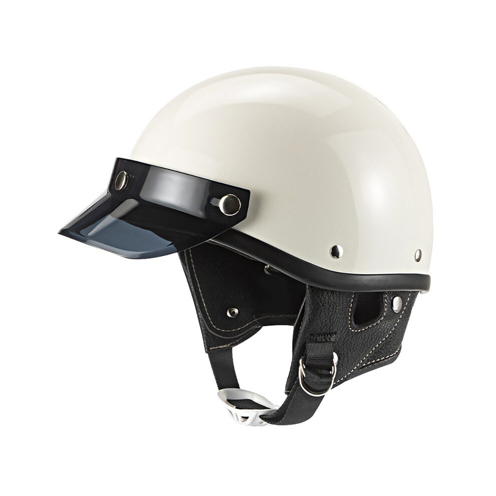 (Beige) Retro Half Face Motorcycle Helmet Vintage Motorbike Helmets Men Women Unisex Scooter Summer Helmet Dot Certified White 8130375945377