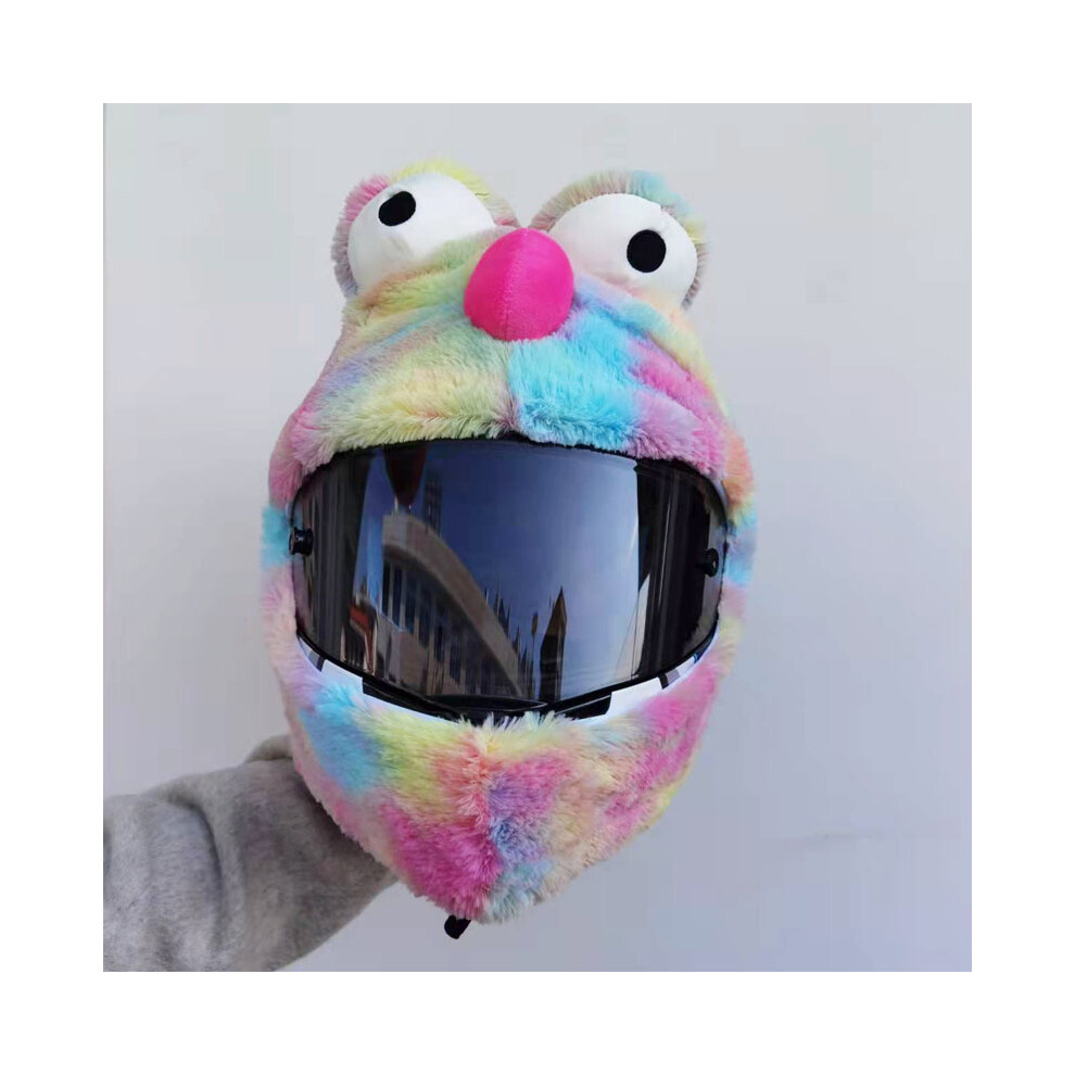 (champagne) Motorcycle Helmet Cover Cartoon Plush Helmets Hat With Crazy Large Flexible Ears Funny Helmet Protective Case For Riding