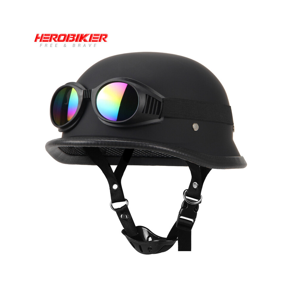 (XL, Matte-black-glass-01) Motorcycle Helmet Vintage German Style Pilot Motobike Helmets Open Face Retro Half Motocross Helmet Motorcycle Accessories-image-OPC-PGD7CBG-NEW