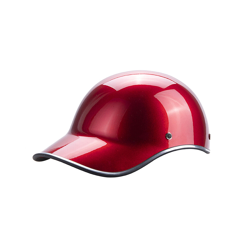 (Red) 1Pc Baseball Cap Style Motorcycle Half Helmet Safety Hard Hat For Cafe Racer Chopper Scooter Half Face Vintage Summer Red 8130375896624