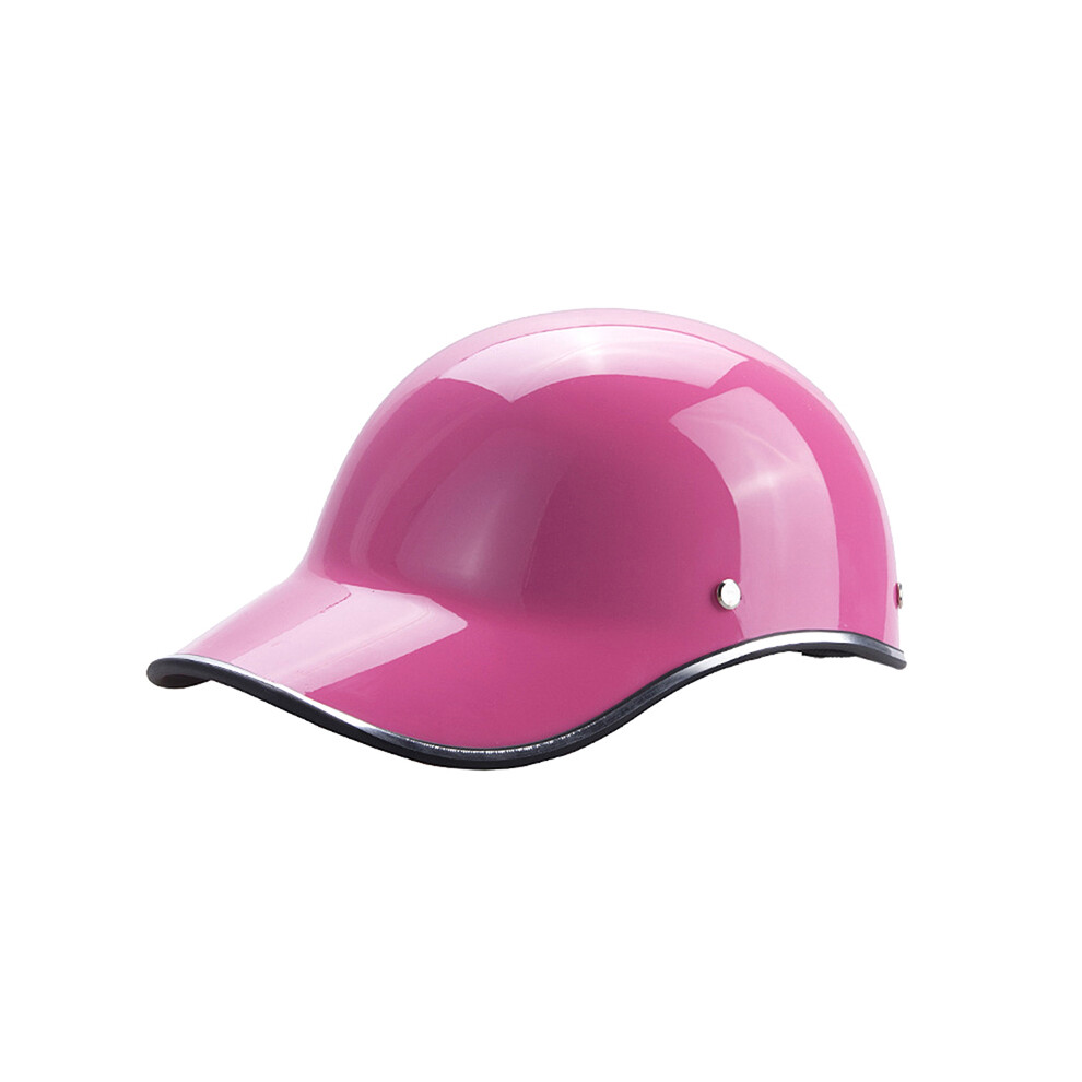 (Pink) 1Pc Baseball Cap Style Motorcycle Half Helmet Safety Hard Hat For Cafe Racer Chopper Scooter Half Face Vintage Summer Pink 8130375896662