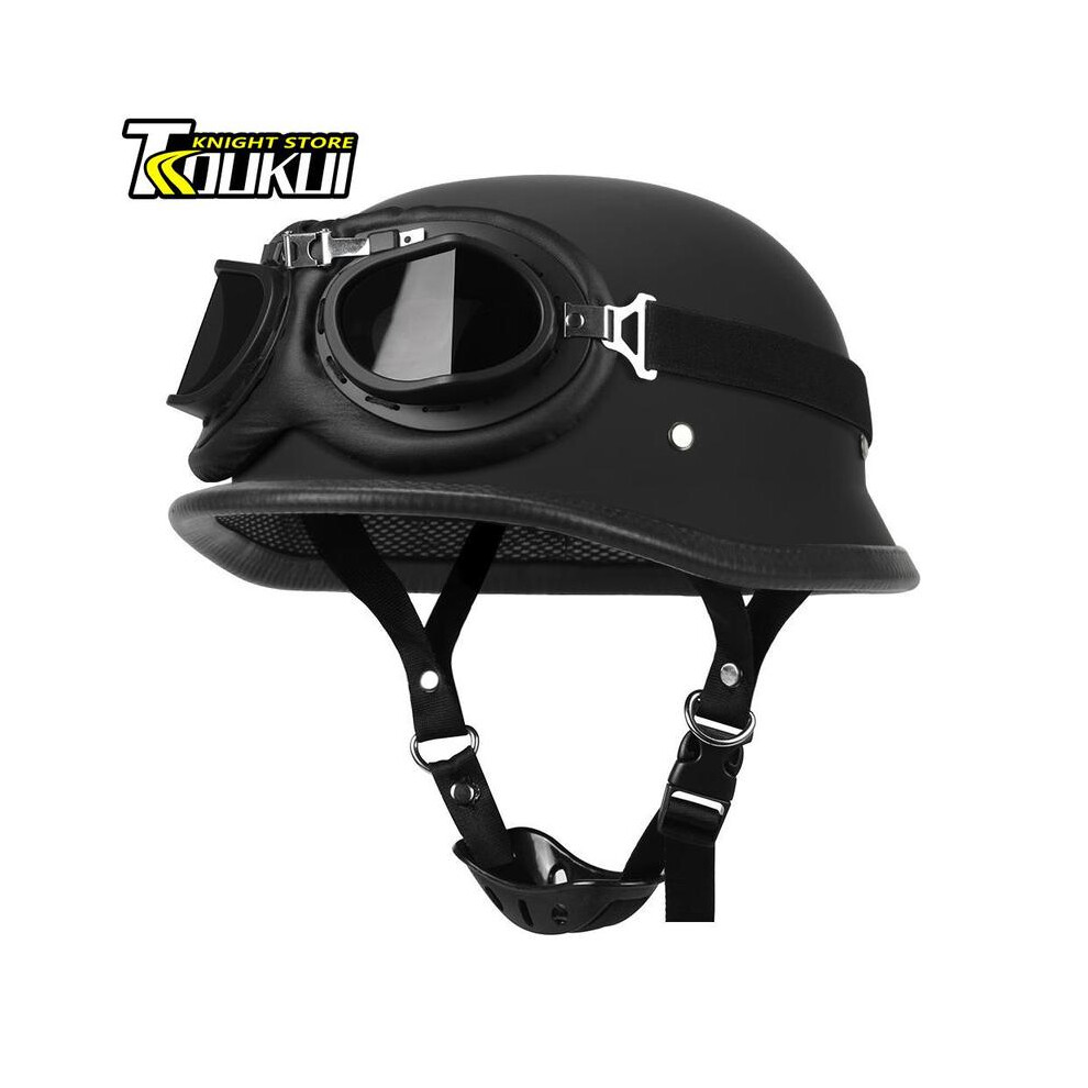 (XL, 307Matte BK-Glass2) 2023 New Motorcycle Helmet Retro DOT Approved Moto Helmet German Vintage Half Helmet Casco Moto Equipment Cycling Helmet-image-OPC-PGD7D6N-NEW