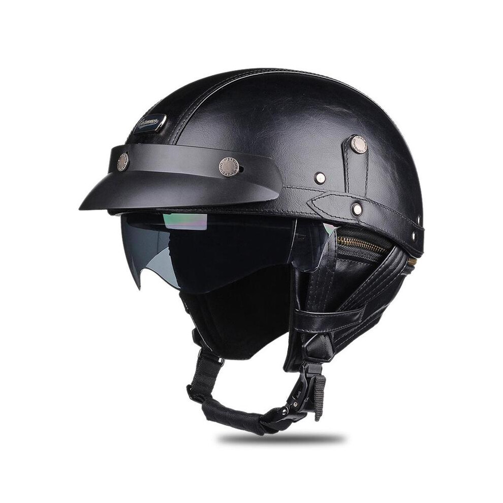 (Xl, 537-) 2023 New Motorcycle Helmet Retro Dot Approved Moto Helmet German Vintage Half Helmet Casco Moto Equipment Cycling Helmet Black 8130375941751