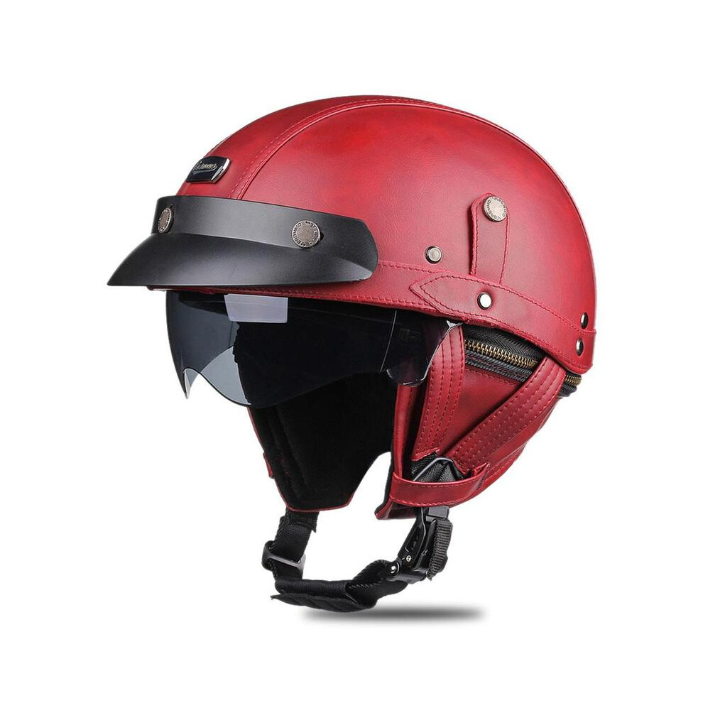 (Xl, 537-) 2023 New Motorcycle Helmet Retro Dot Approved Moto Helmet German Vintage Half Helmet Casco Moto Equipment Cycling Helmet Red 8130375941867
