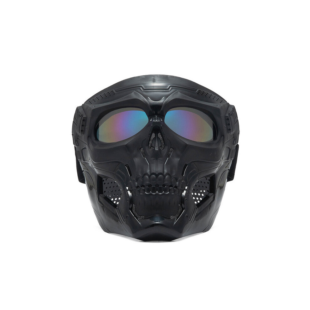 ( Colorful) Skull Motorcycle Goggles Skull Motorcycle Goggles Skeleton Skull Helmets With Lens Full Face Skull Skeleton Helmets Black 8130375957233