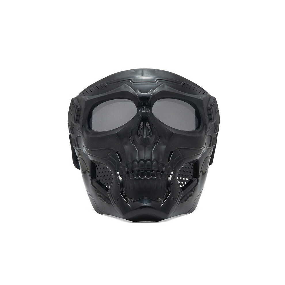 (Black Grey) Skull Motorcycle Goggles Skull Motorcycle Goggles Skeleton Skull Helmets With Lens Full Face Skull Skeleton Helmets Black,Grey 8130375957219