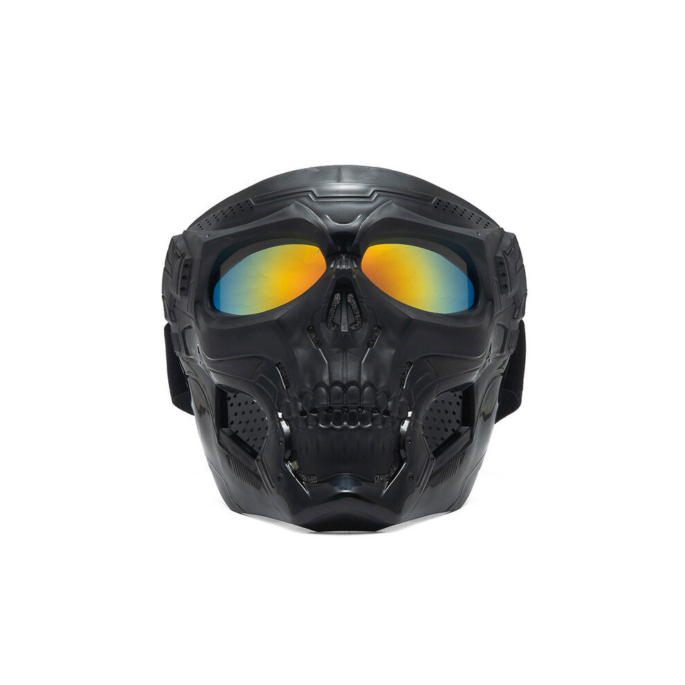 (Black Imitation Red) Skull Motorcycle Goggles Skull Motorcycle Goggles Skeleton Skull Helmets With Lens Full Face Skull Skeleton Helmets Black,Red 8130375957264