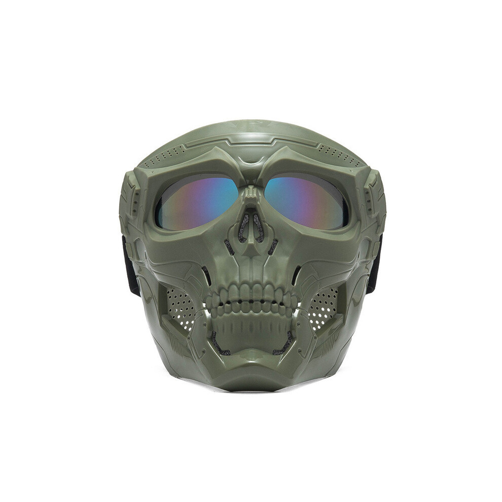 ( Colorful) Skull Motorcycle Goggles Skull Motorcycle Goggles Skeleton Skull Helmets With Lens Full Face Skull Skeleton Helmets Green 8130375957172