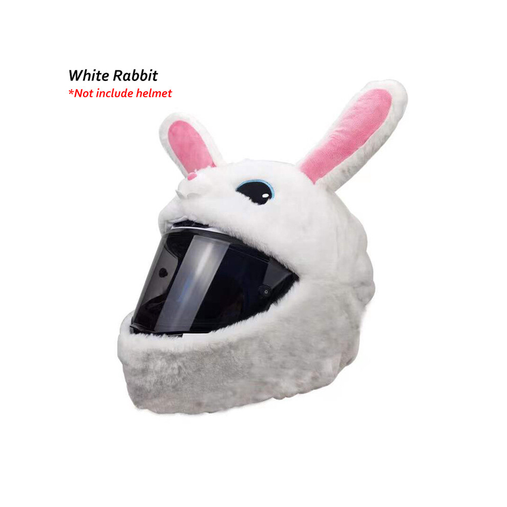 ( Rabbit) Motorcycle Helmet Covers Funny Cartoon Plush Helmet Protective Cover Helmet Full Face Covers For Personalized Helmets White 8130375977675