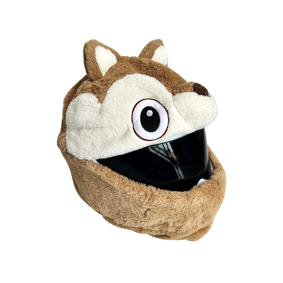 (Chinchilla) Helmet Protection Headgear Cover Cartoon Fluffy Plush Set For Motorcycle Full-Face Protective Case Motorbike Safety 8130375977965