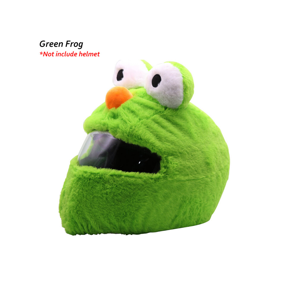 ( Frog) Helmet Protection Headgear Cover Cartoon Fluffy Plush Set For Motorcycle Full-Face Protective Case Motorbike Safety Green 8130375977873