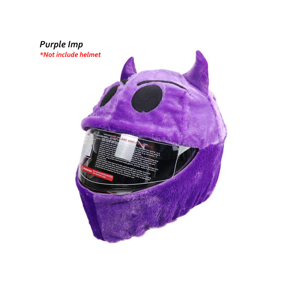 ( Imp) Helmet Protection Headgear Cover Cartoon Fluffy Plush Set For Motorcycle Full-Face Protective Case Motorbike Safety Purple 8130375977774