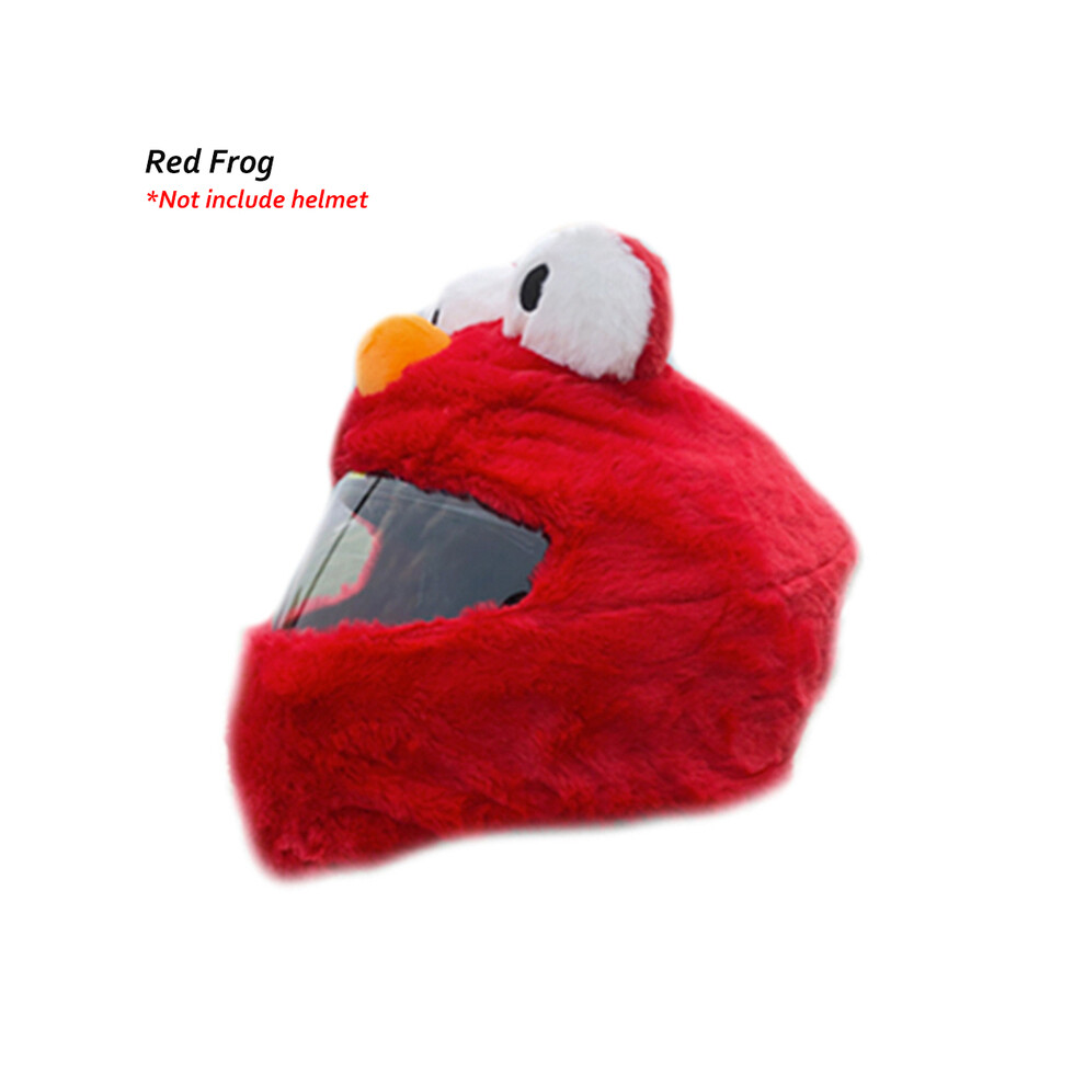 ( Frog) Helmet Protection Headgear Cover Cartoon Fluffy Plush Set For Motorcycle Full-Face Protective Case Motorbike Safety Red 8130375977811