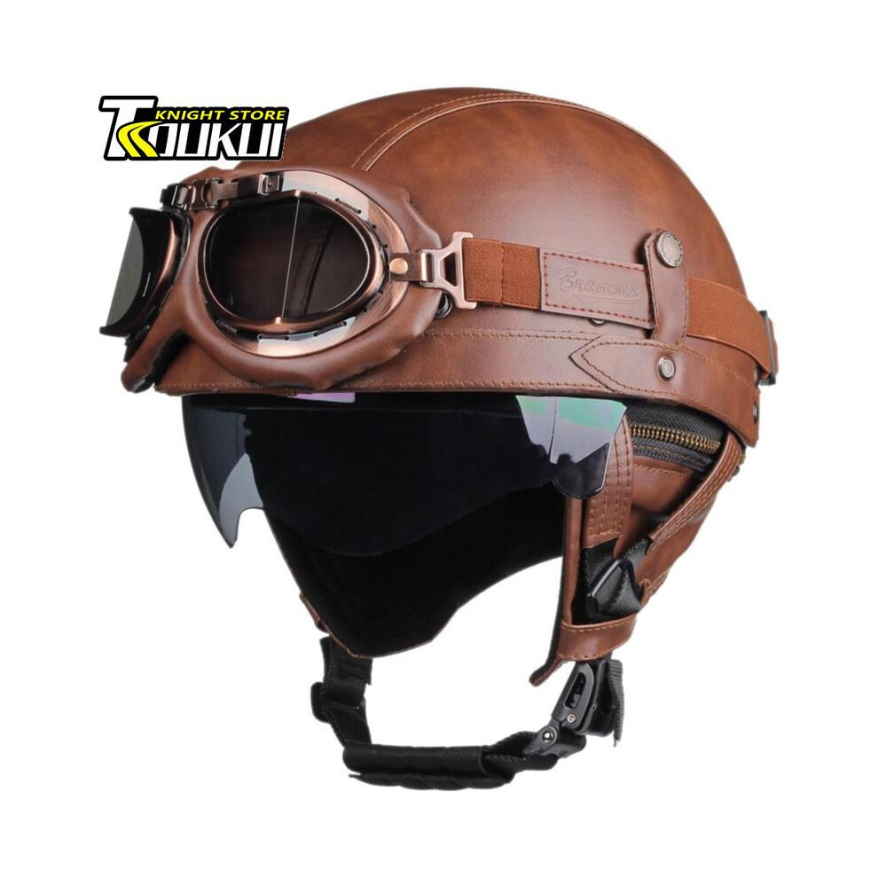 (L, 535-012Sn) Retro Motorcycle Helmet Dot Approved German Vintage Casco Moto Helmet Capacete De Moto With Windshield Visors Scooter 8130375967676