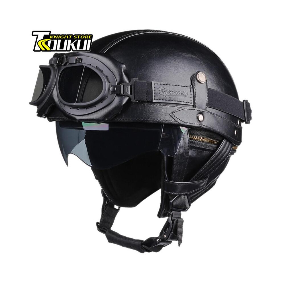 (M, 535-012Sb) Retro Motorcycle Helmet Dot Approved German Vintage Casco Moto Helmet Capacete De Moto With Windshield Visors Scooter 8130375967690