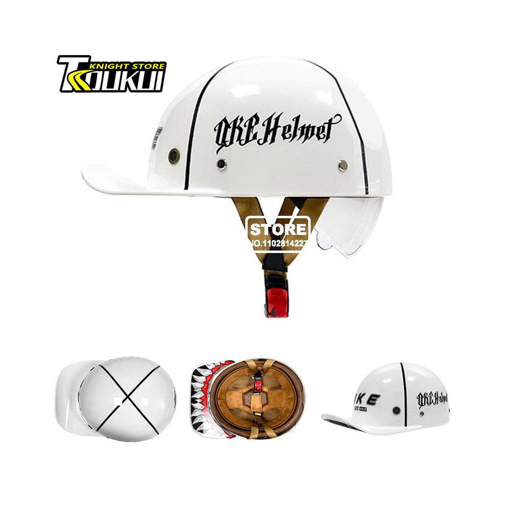 (XXL, QKE005-18) Motorcycle Helmet DOT Certification Moto Helmet HD Visors Half Face Helmet Capacete De Moto Baseball Cap Personality-image-OPC-PGD7G78-NEW