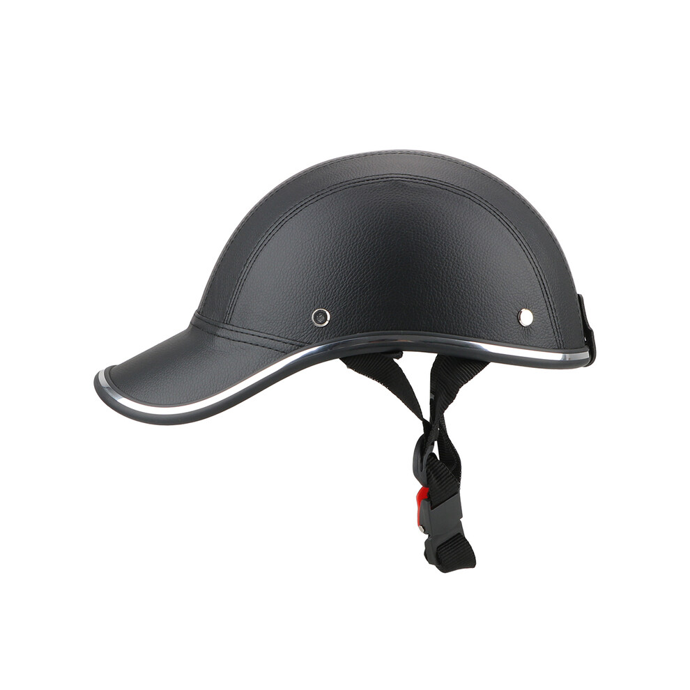 (Black) Leepee For Cafe Racer Chopper Scooter Safety Hard Hat Half Face Vintage Summer Cap Motorcycle Half Helmet Baseball Black 8130375932513