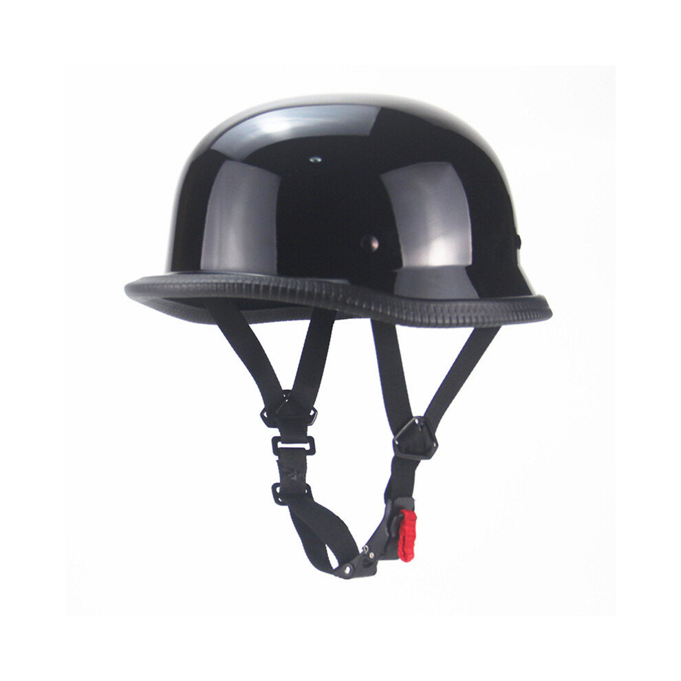 (L, Bright black) 1X M/L/XL Vintage Motorcycle Cruiser Helmet Half Face German Helmet Motorcycle Helmet Bright Black Car-styling DOT-image-OPC-PGD7GMY-NEW