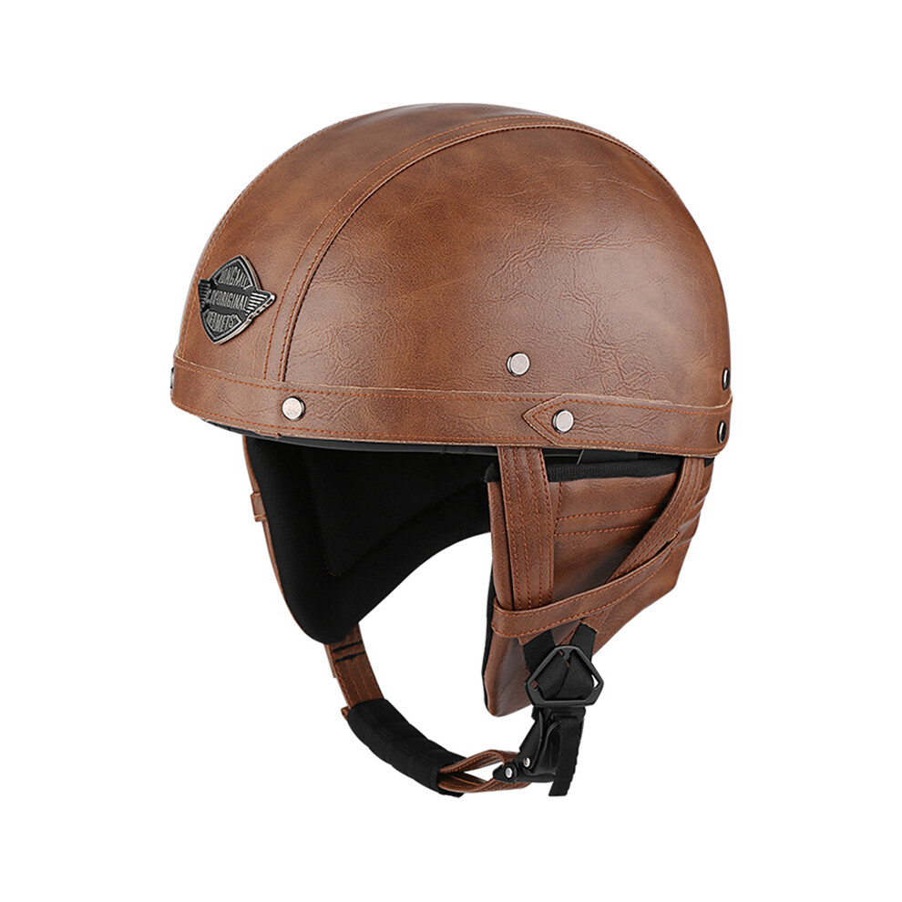 (XL, 4) Half face Motorcycle Helmet vintage retro scooter jet helmet Cruiser Vintage Open Face Helmets With Windproof Collar-image-OPC-PGD7H28-NEW