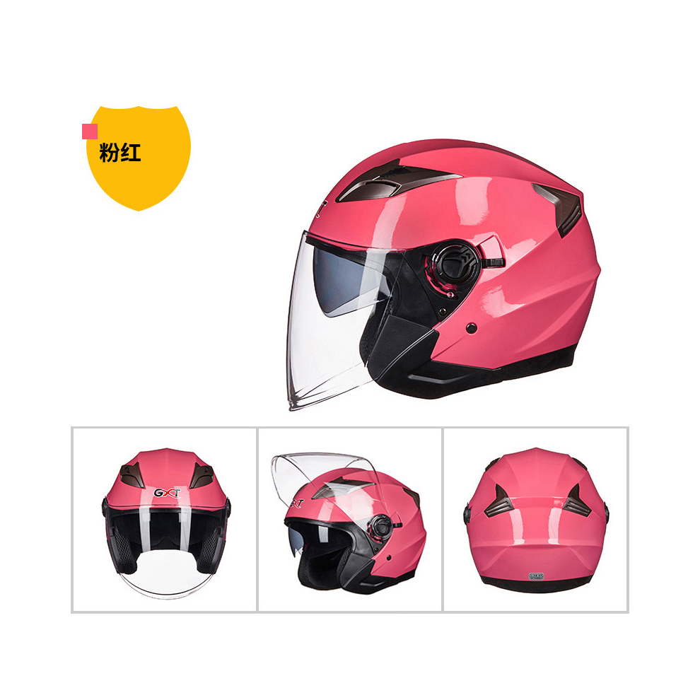 (Xl, ) New Gxt 708 Double Visor Electric Motorbike Bicycle Scooter Safety Helmet Men/Women Half Face Summer Motorcycle Helmets Pink 8130375853764