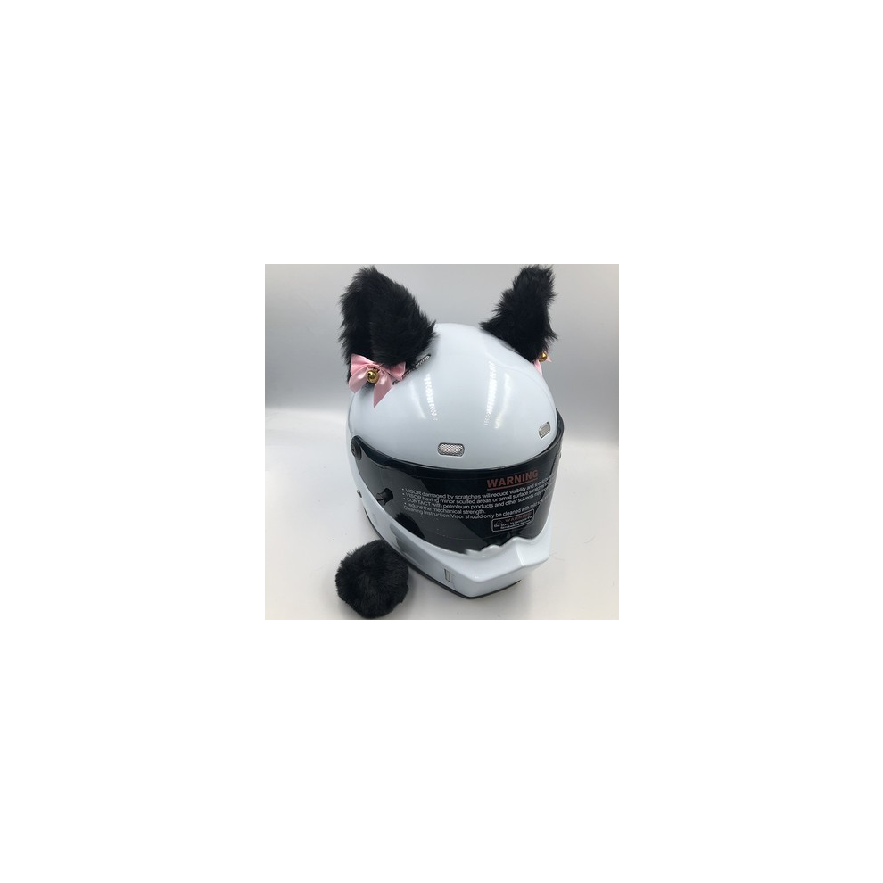 (7) 1 Set Motorcycle Helmet Plush Cat Ears Tail Bells Motocross Off Road Helmet Deco Cute Accessories Sticker Cosplay Auto-image-OPC-PGD7JQT-NEW