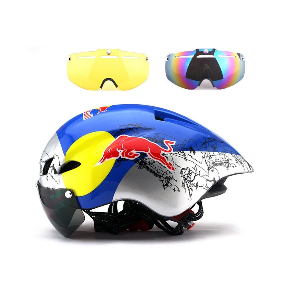 (56-62cm, red bull-lens) 2025 NEW WINGER II  Bicycle Helmet Cycling Goggle TT Racing Helmet Bike Sports Safety Helmets 285g ROAD Super Helmet