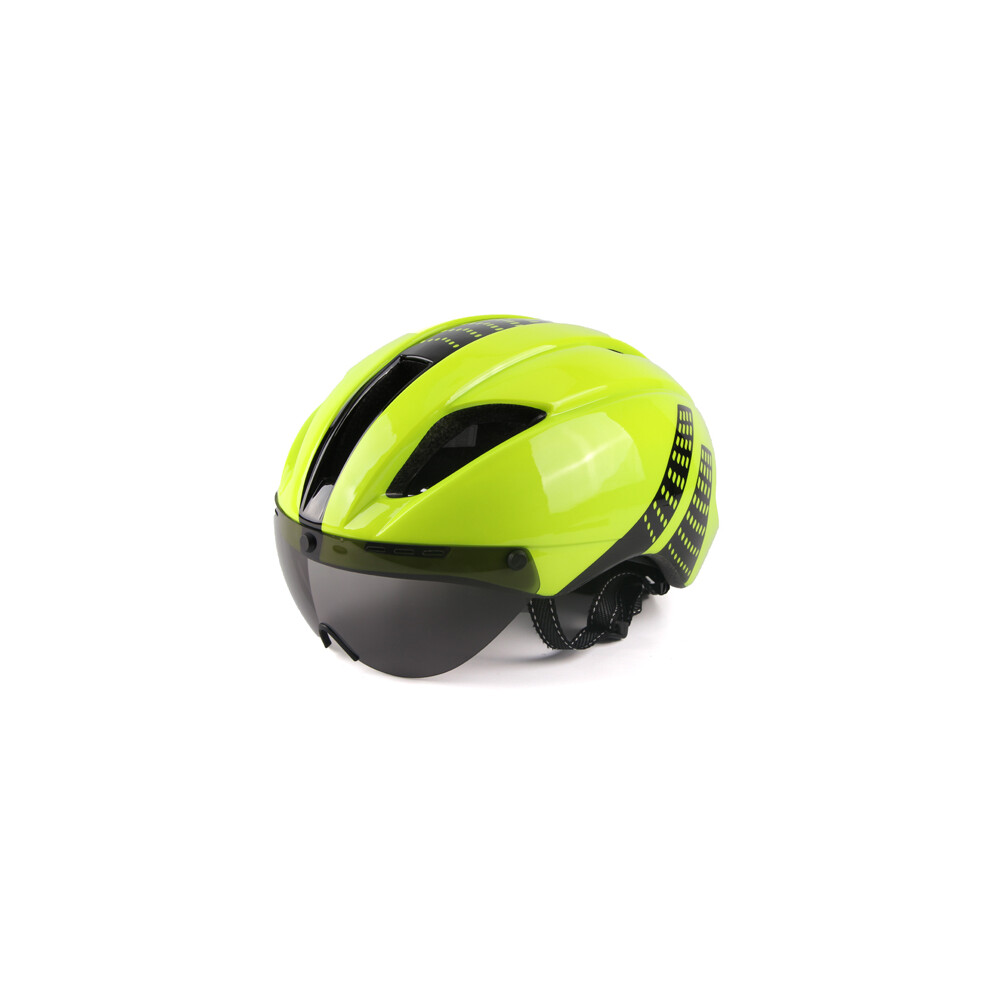 (L 57-61CM, Green) Lens Magnetic Goggles Helmet Road Racing Bike Helmet With Removable Lenses Sun Outdoor Cycling Helmet Time Trial Safety-image-OPC-PGD7MZM-NEW