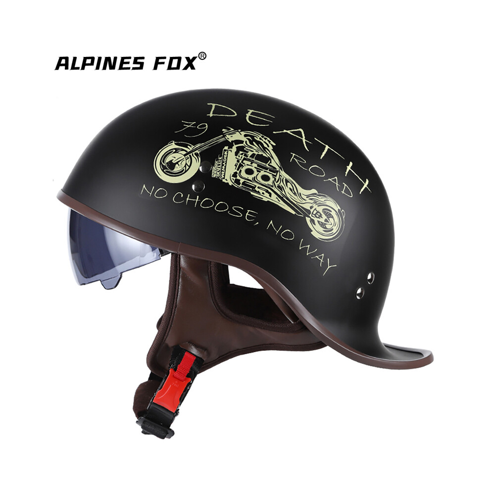 (Xl, Motorcycle) Vintage Motorcycle Helmet Half Face Electric Scooter Motorbike Helmet With Sun Visor Lens Dot Certified For Harley 8130375915233