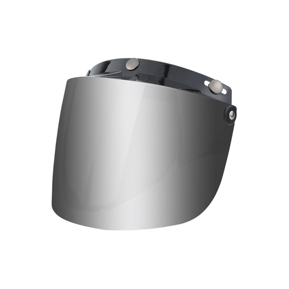 (Silver) Universal Motorcycle Helmets Visor Lens 3 Snap-Button Retrohelmet Brims Goggles Motorcycle Helmets Silver 8130375923382