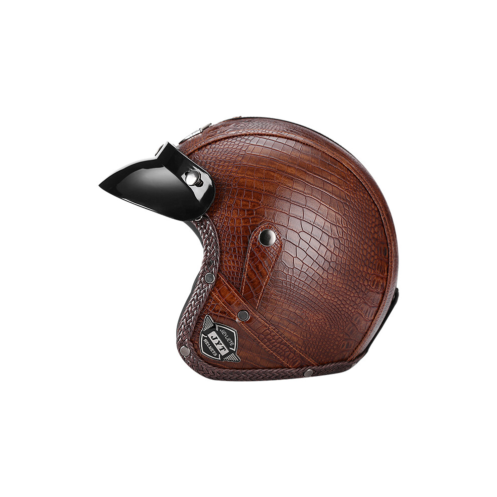 (L, 5) Vintage Motorcycle Helmet Cafe Racer Casco Street Riding Casque Retro Half Face Helmet Bubble Lens Kask Visor Mask-image-OPC-PGD7R9S-NEW