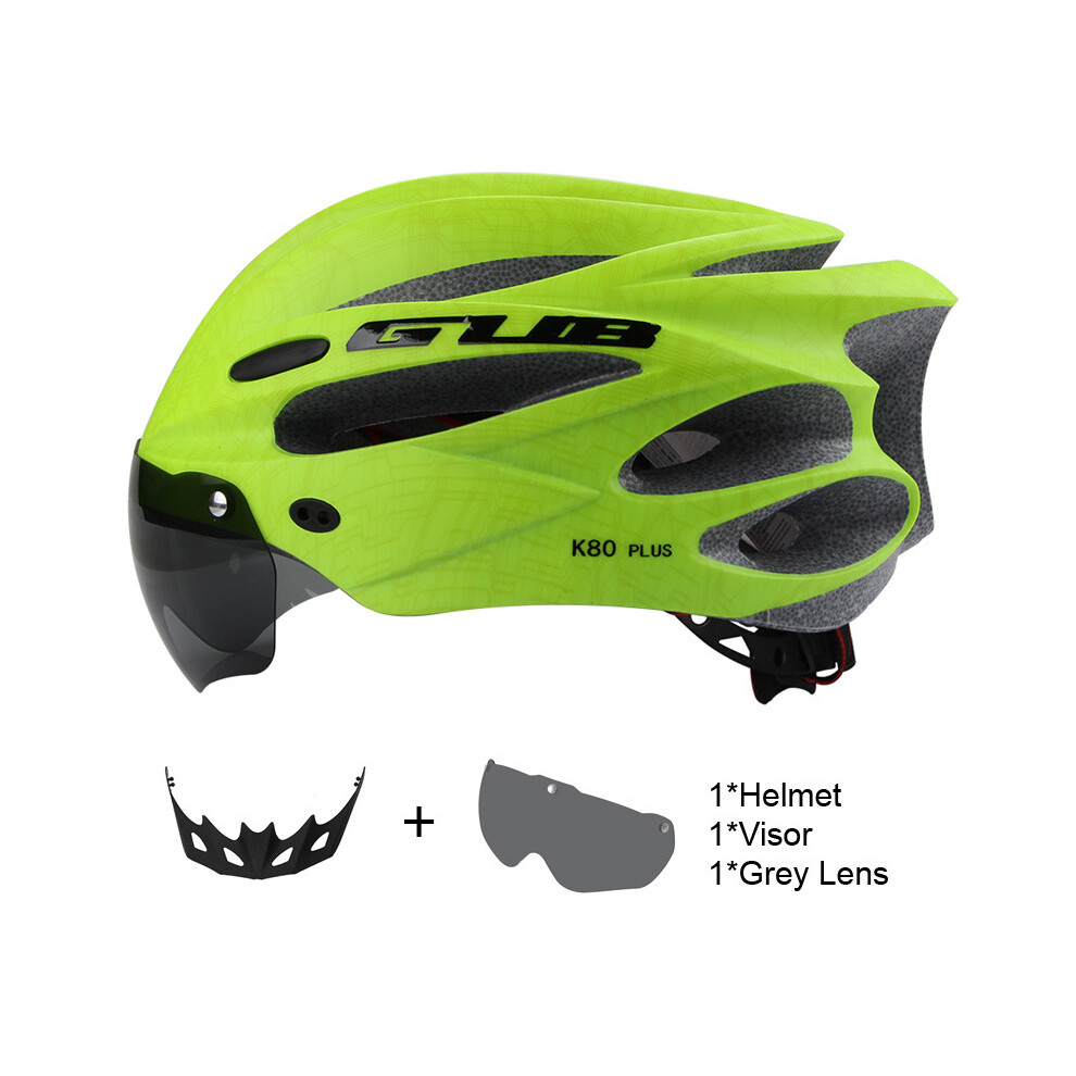 (Green) 2025 NEW Magnetic Goggles Cycling Helmet Visor Integrally-molded MTB Road Bike Bicycle Motorcycle Sports Helmet for-image-OPC-PGD7RNT-NEW