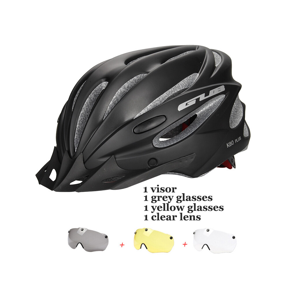 (58-62cm, Black with 3 lens) 2025 Cycling Helmet Integrally Molded Bike Helmets Ultralight Cycling Safety Helmet Outdoor Motorcycle Bicycle Helmets-image-OPC-PGD7STQ-NEW