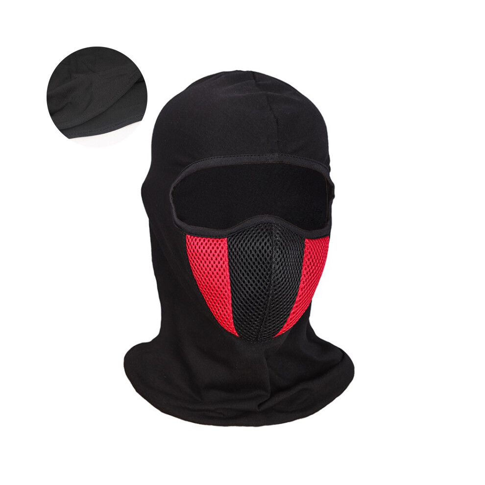 (Red) Motorcycle Full Face Helmet Mask Breathable Motorbike Motocross Helmets Outdoor Riding Neck Face Hood Motorcycle Accessories Red 8130375929902