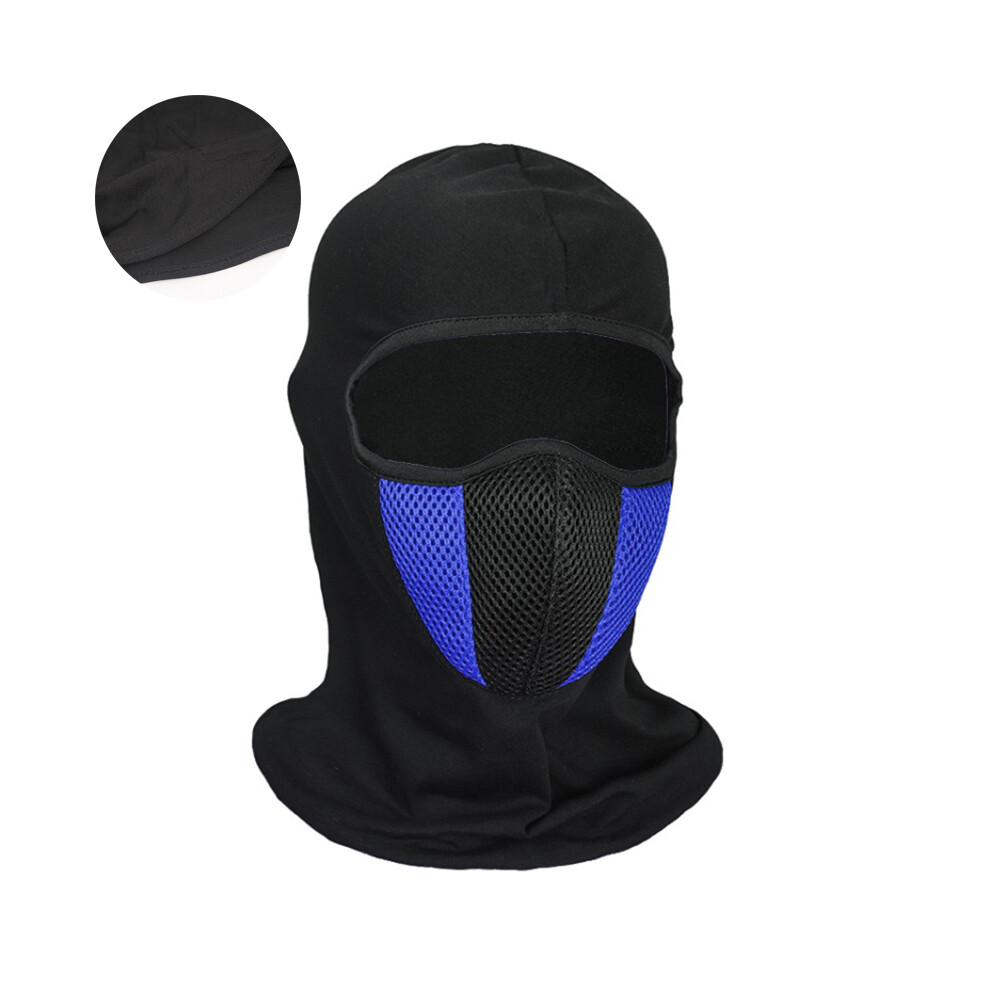 (Blue) Motorcycle Full Face Helmet Mask Breathable Motorbike Motocross Helmets Outdoor Riding Neck Face Hood Motorcycle Accessories Blue 8130375929872