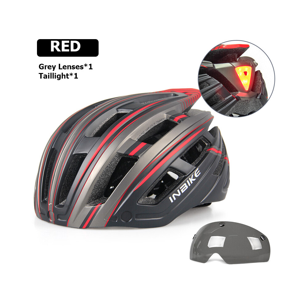 (Red  1 Lens) INBIKE Bicycle Helmets for Men with Lights Ultralight Outdoor Riding Magnetic Goggle Helmet Cycling Helmet Man Bike-image-OPC-PGD7WCF-NEW