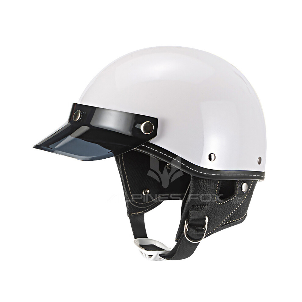 (L, ) Retro Half Face Motorcycle Helmet Vintage Motorbike Helmets Men Women Unisex Scooter Summer Helmet Dot Certified White 8130375893630