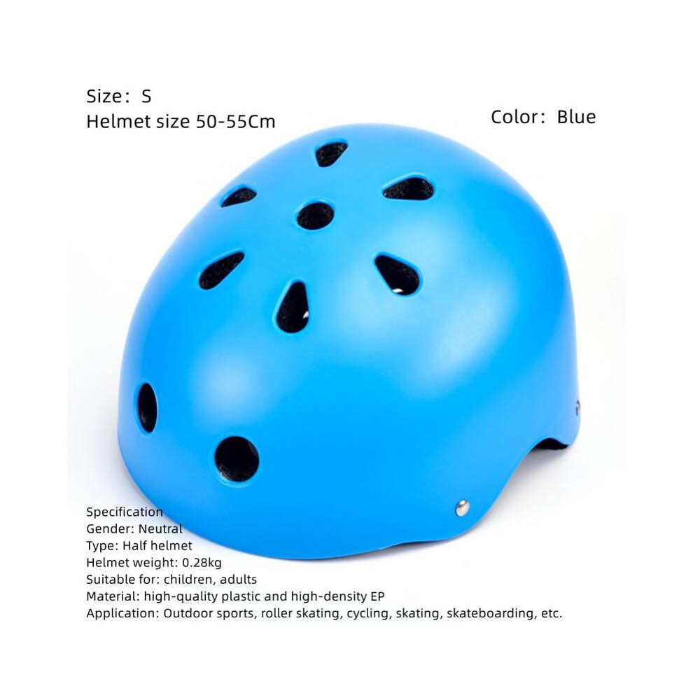 (CHINA, Blue) Outdoor Helmet Adult Children Roller Skating Skateboard Bike Bicycle Shock-absorbing Helmet  Knee Wrist Guard Elbow-image-OPC-PGD7WSW-NEW